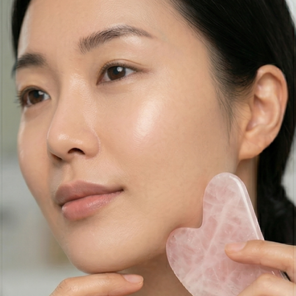 PLANTIFIQUE Set Gua Sha y Rodillo Cuarzo Rosa