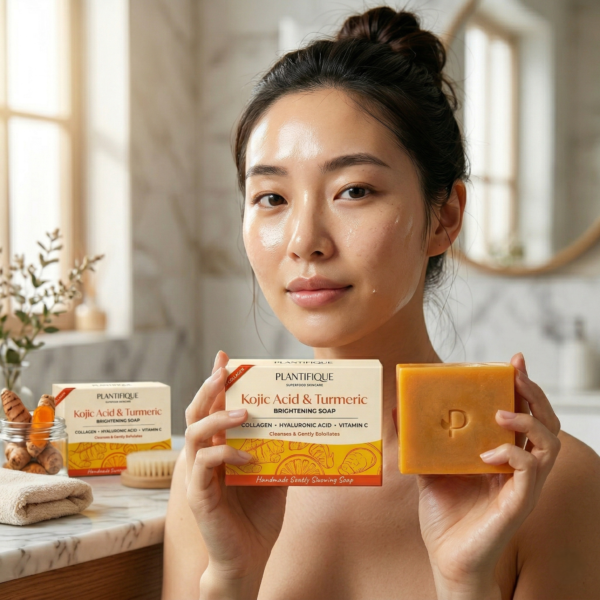 PLANTIFIQUE Jabón Facial con Cúrcuma y Ácido Kójico